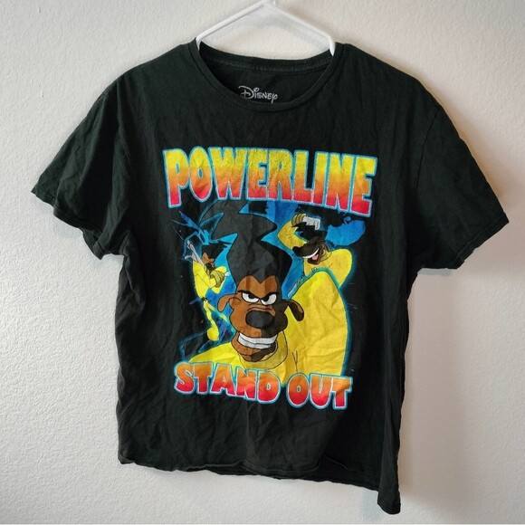 Disney Powerline "Stand Out" Black Tour T-Shirt "A Goofy Movie" Sz L - Picture 1 of 5